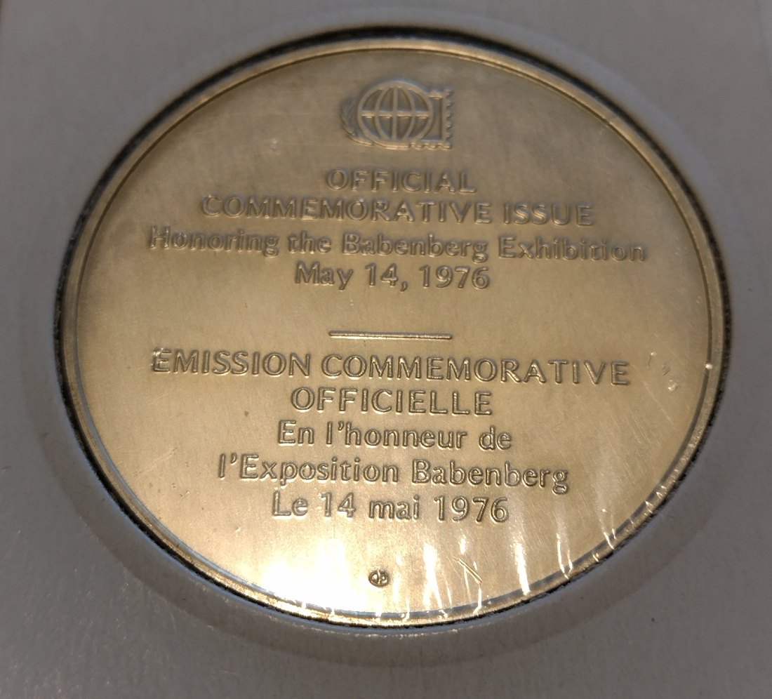  Silbermedaille, Babenhausen 1976 zur Briefmarken Ausstellung   