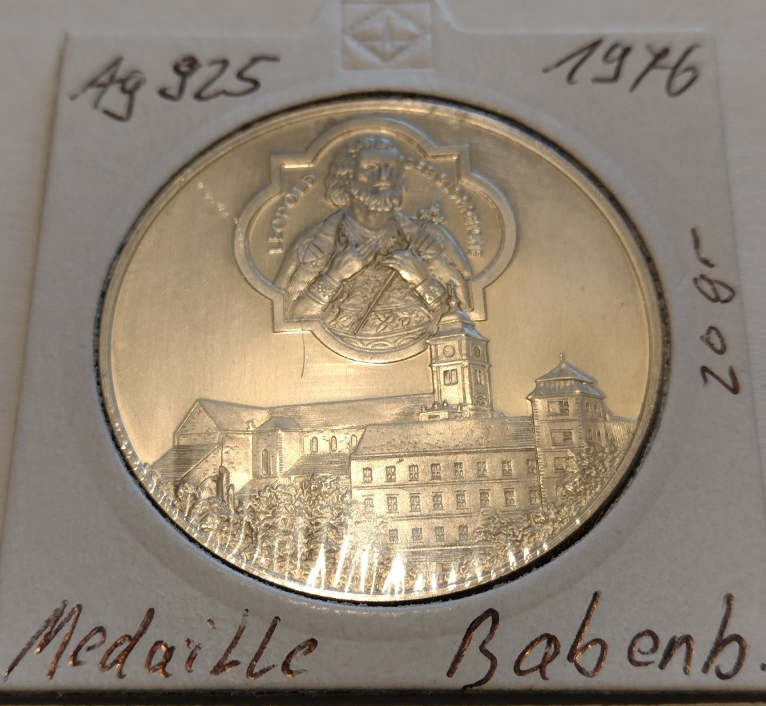  Silbermedaille, Babenhausen 1976 zur Briefmarken Ausstellung   