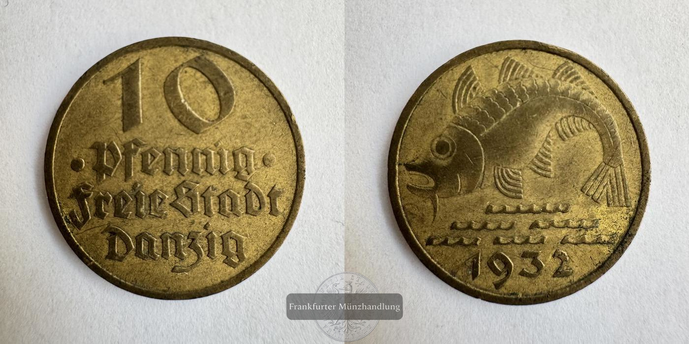  Weimarer Rep. 10 Pfennigs 1932 FM-Frankfurt Aluminium-Bronze   