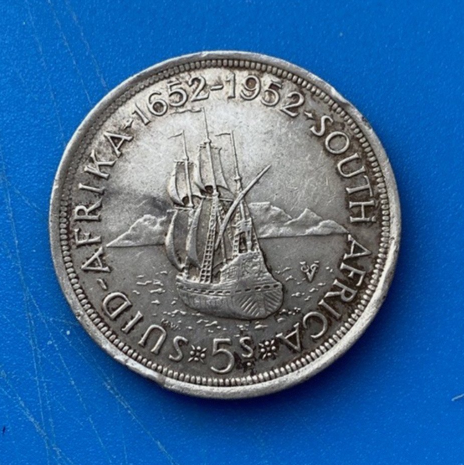  SILBER - Südafrika 5 Schilling 1952 Gründung von Kapstadt   