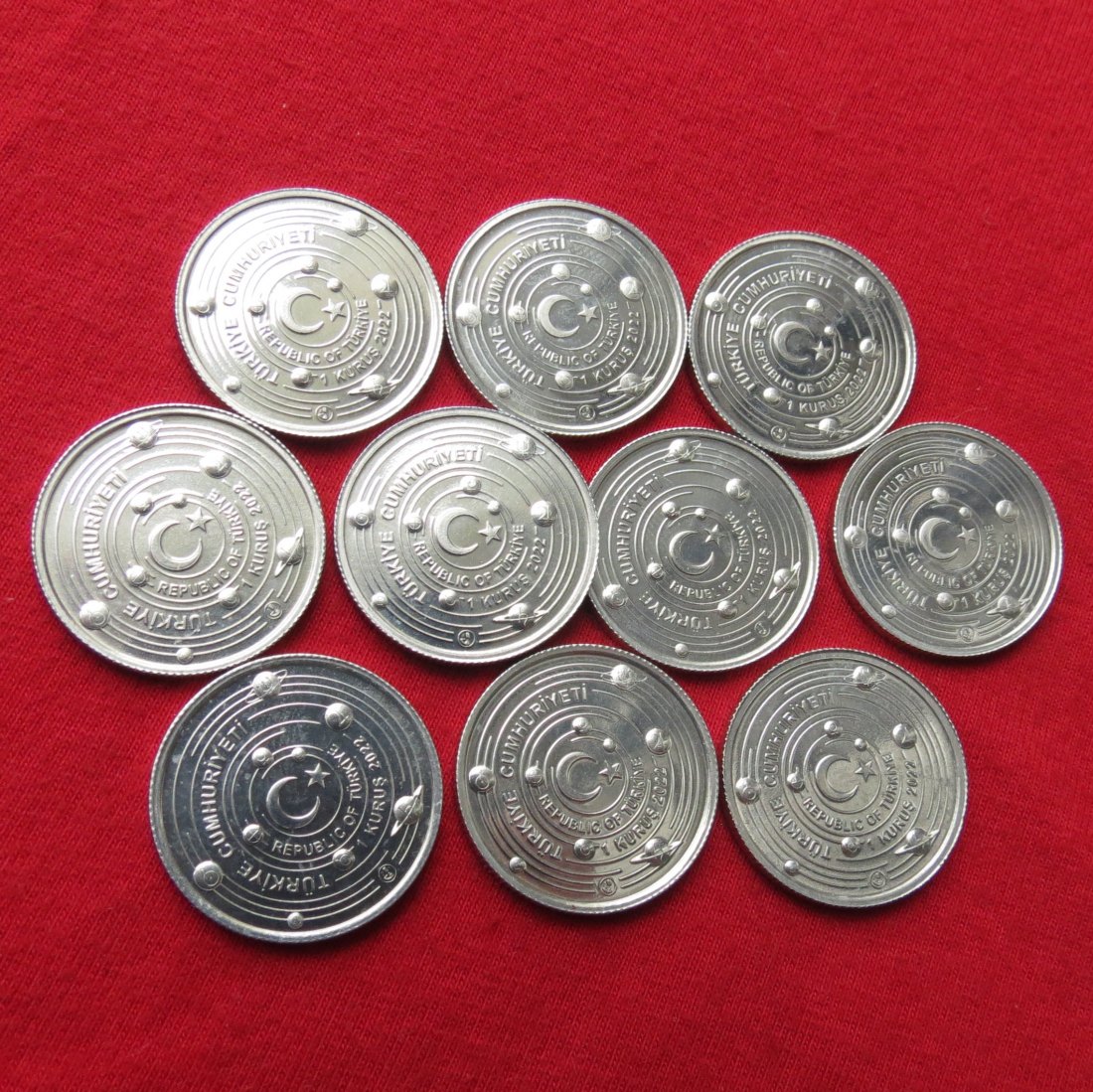  Turkey 10 x 1 Kurus 2022 solar system   