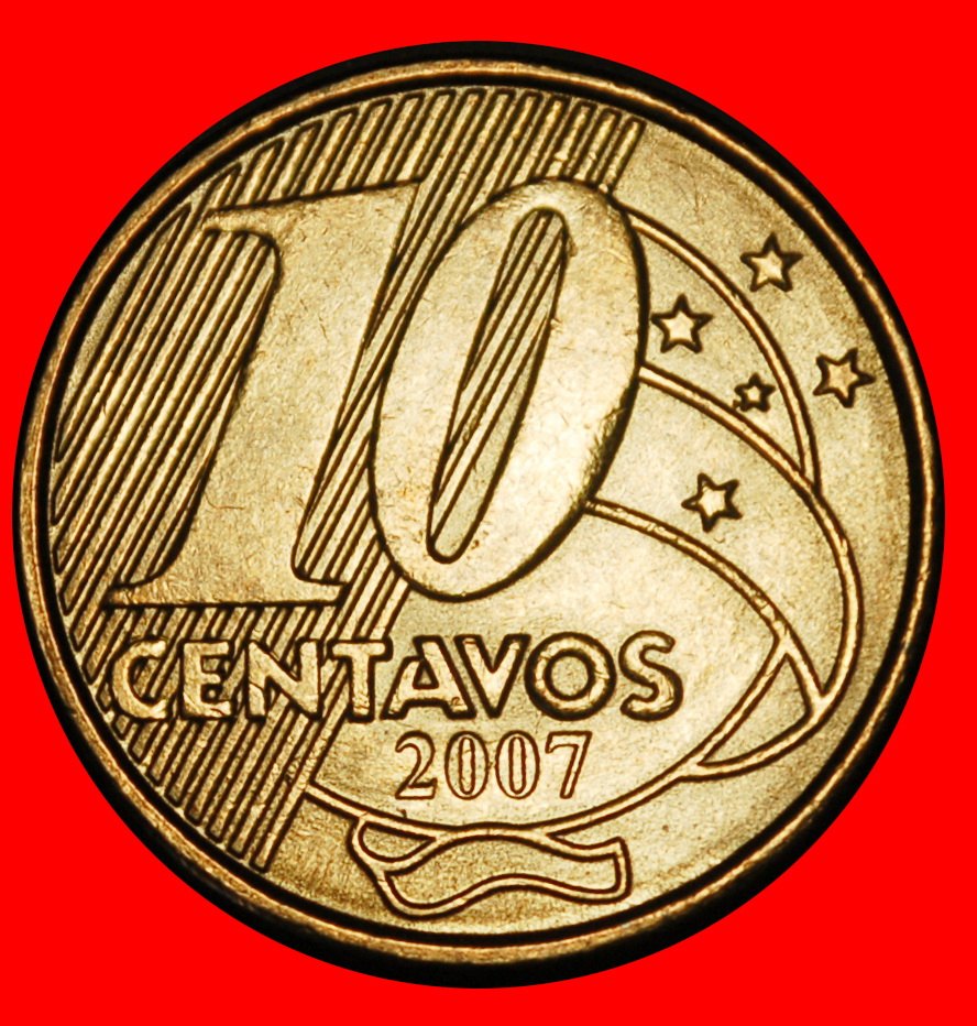  ⰊSOUTHERN CROSS (1998-2025):BRAZIL★10 CENTAVOS 2007! DIES II B! MINT LUSTRE★LOW START! ★ NO RESERVE!   
