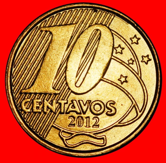  ⰊSOUTHERN CROSS (1998-2025):BRAZIL★10 CENTAVOS 2012★DIES III B! MINT LUSTRE★LOW START! ★ NO RESERVE!   