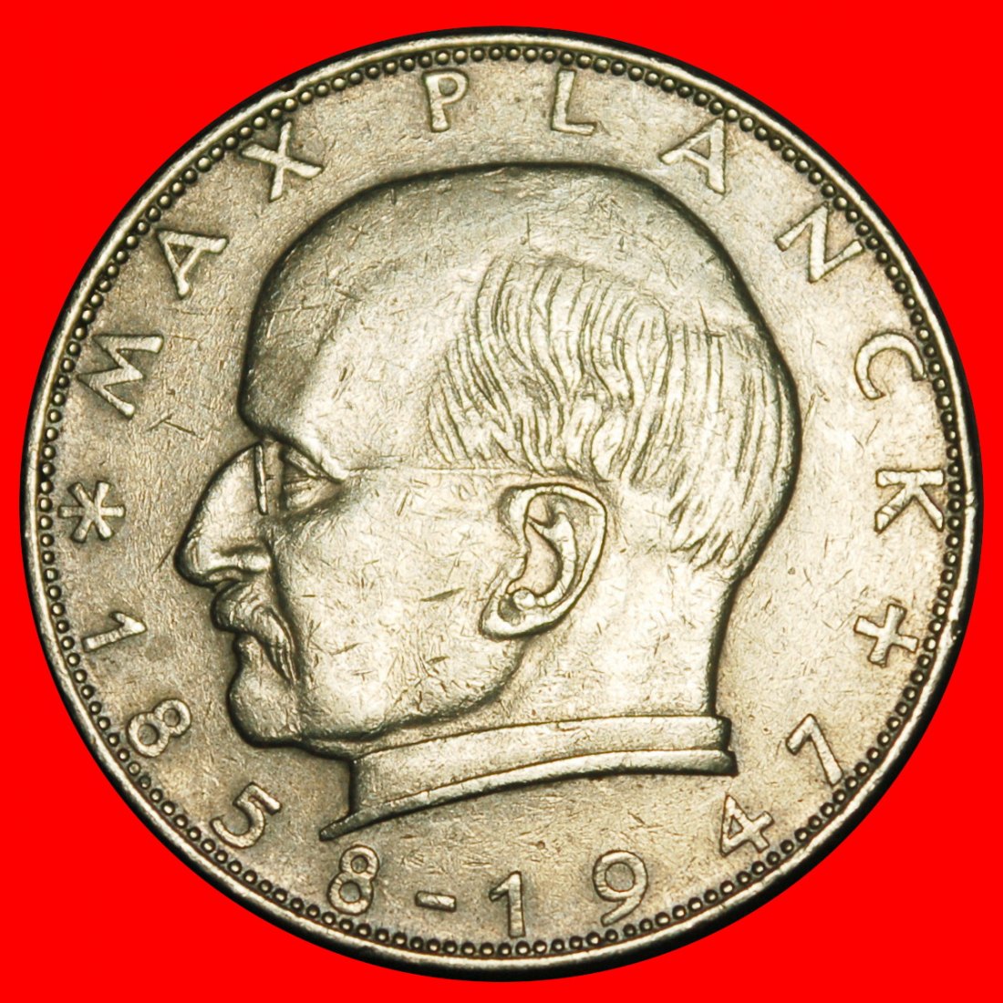 Ⰺ NOBEL PRIZE 1918: GERMANY★2 MARKS 1957G MAX PLANCK (1858-1947) DIE A BADEN★LOW START ★ NO RESERVE!