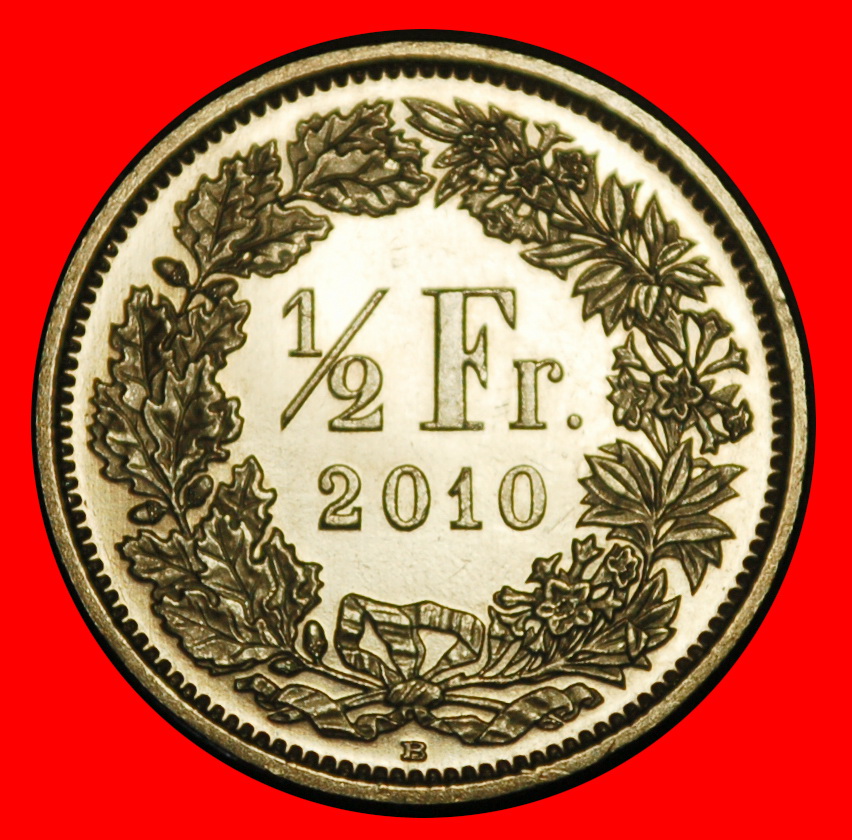  Ⰺ WITH STAR (1875-2026): SWITZERLAND ★ 1/2 FRANC 2010B UNC MINT LUSTRE! II C★LOW START ★ NO RESERVE!   