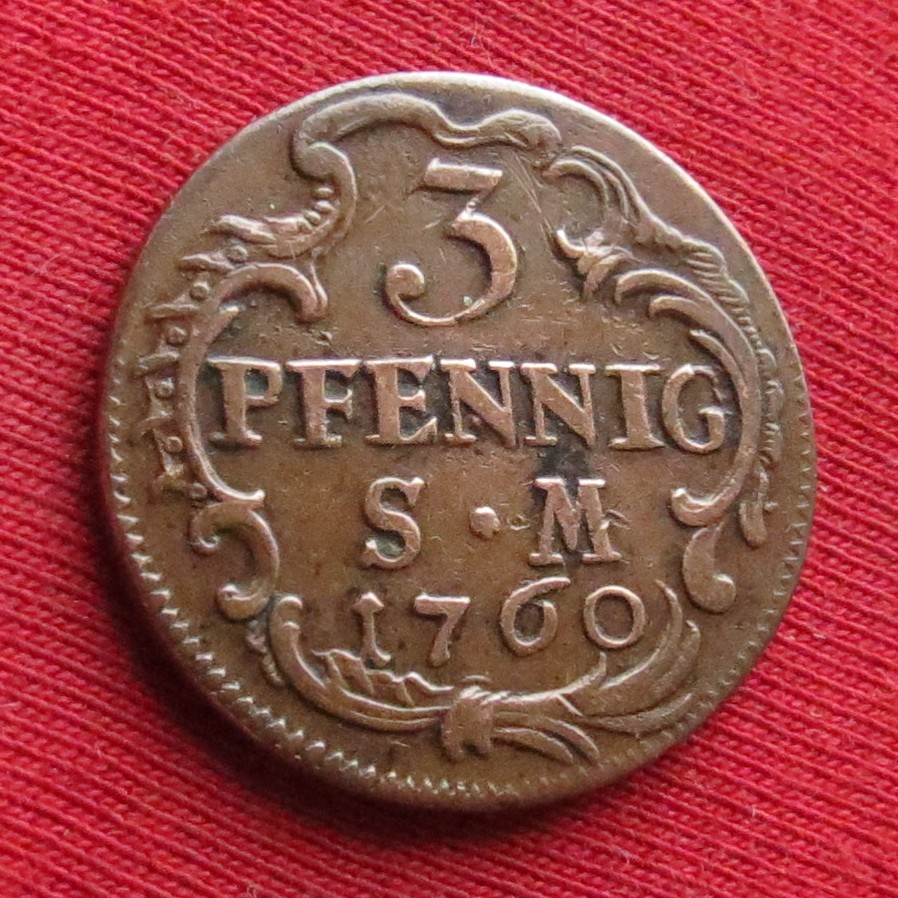  Germany Erfurt 3 pfennig 1760   