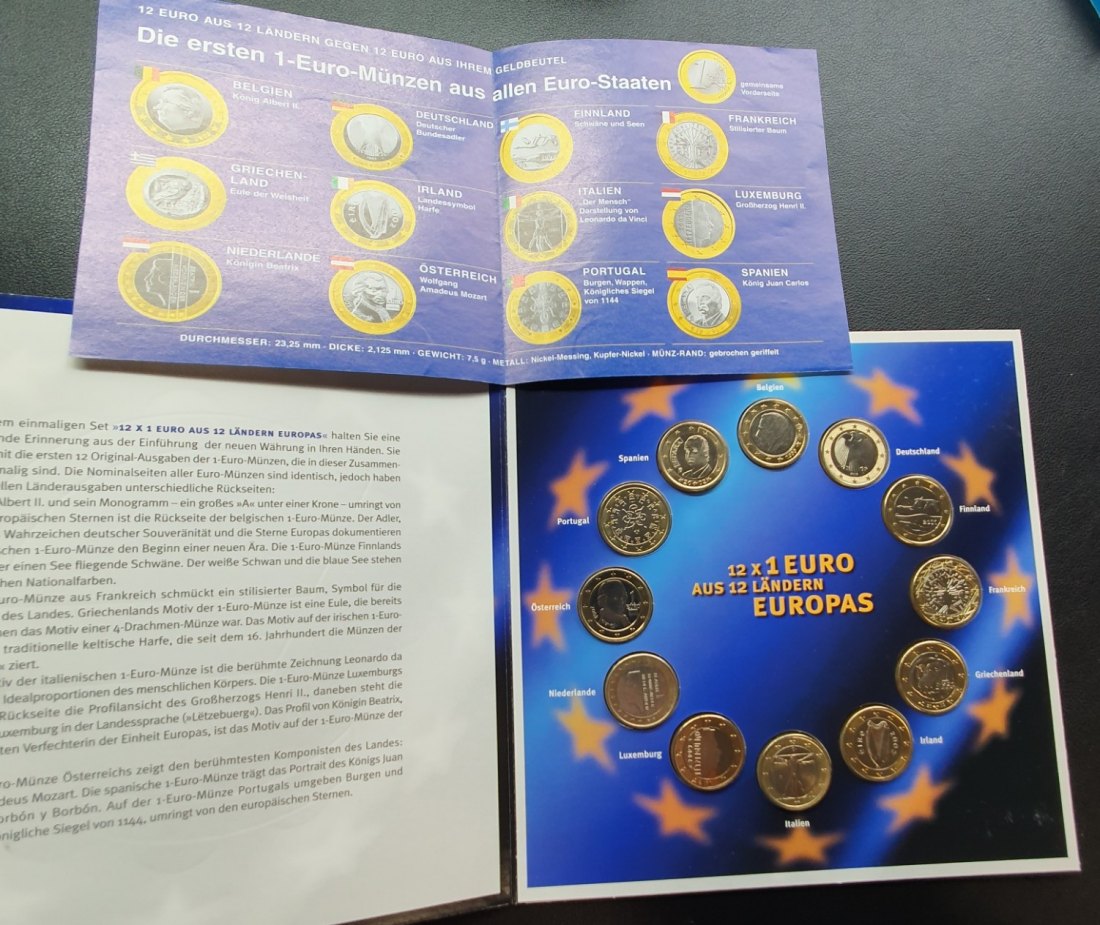  Sammelblister mit 12 x 1 Euro aus 12 Ländern Europas Prägejahr: 2000/2001   