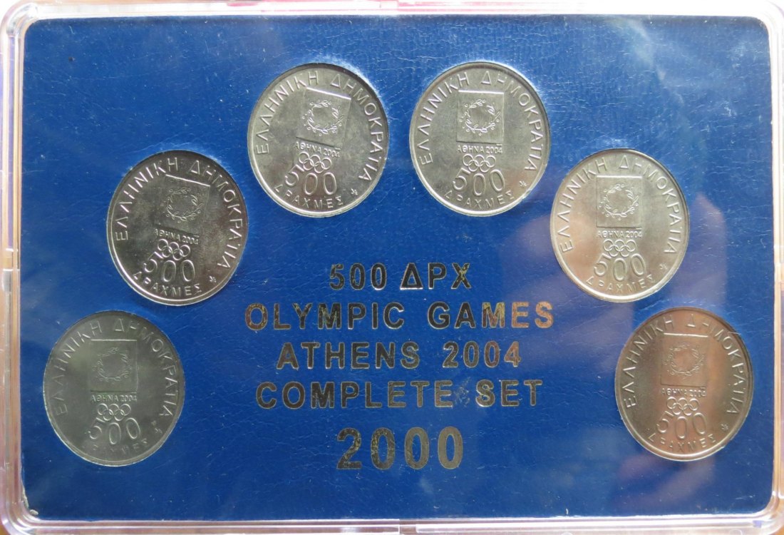  Greece  6 x 500 Drachmas 2000 Olympiad 2004   