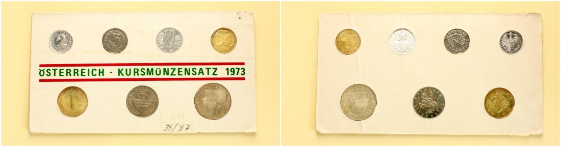  Österreich: Münzsatz 1973, 5 & 10 Shilling in Silber! (8,13 gr. Feinsilber)   