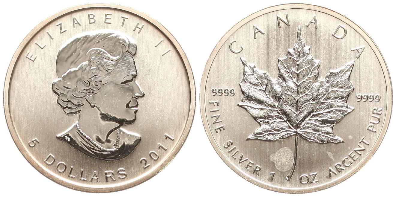  Canada: Elisabeth II., 5 Dollars 2011, 1 Unze Feinsilber, siehe Bilder!   