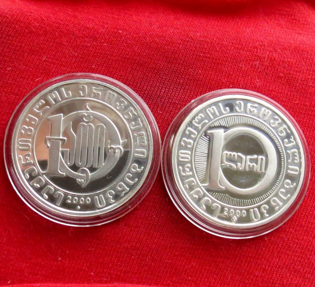  Georgien 10 Lari 2000. Silber   