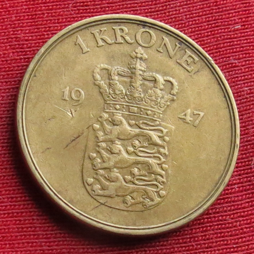 Denmark 1 krone 1947 KM# 837
