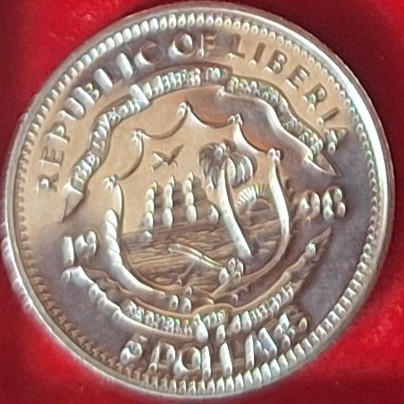  Liberia, 5 Dollar, 1998 Gedenkausgabe unedel   
