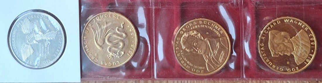  BRD 4x10 Euro Gedenkmünzen unedel   