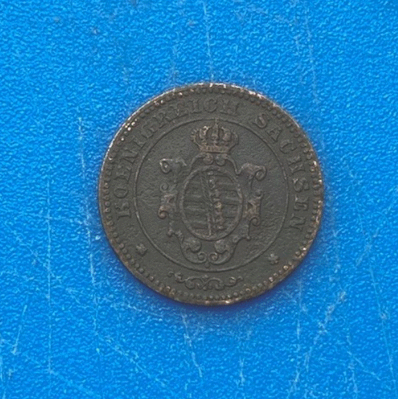  Königreich Sachsen 1 Pfennig 1866 B Gekröntes Wappen   
