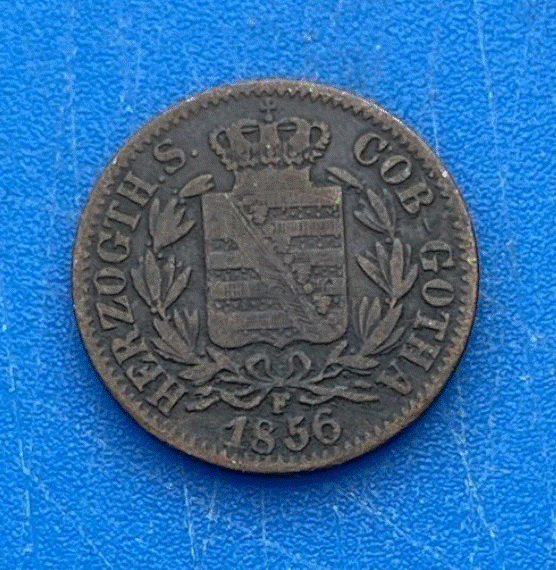  Sachsen-Coburg und Gotha 2 Pfennige 1856 F Gekröntes Landeswappen   