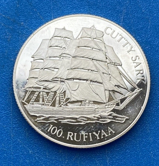  SILBER - Malediven 100 Rufiyaa 1993 Segelschiff Cutty Sark   