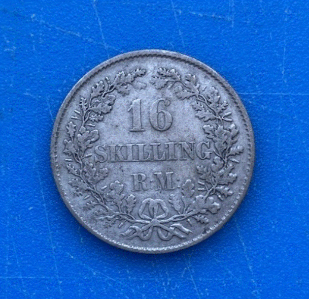  SILBER - Dänemark 16 Skilling Rigsmønt 1858 Frederik VII.   