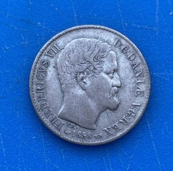  SILBER - Dänemark 16 Skilling Rigsmønt 1858 Frederik VII.   