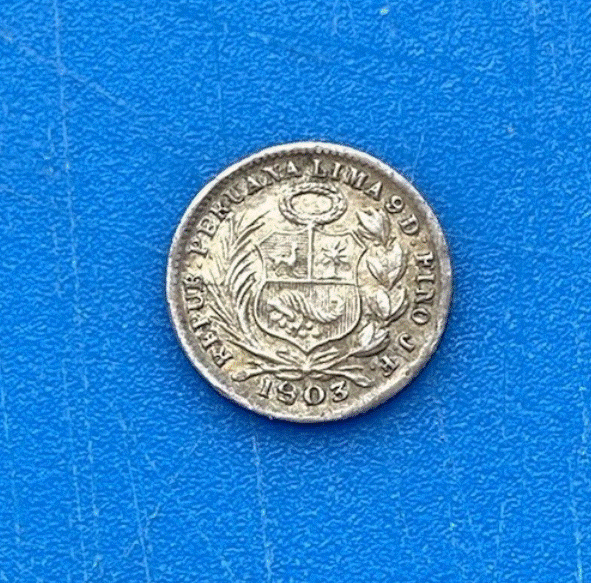 SILBER - Peru 1/2 Dinero 1903 LIMA J.F. Sitzende Freiheit (Libertad)   