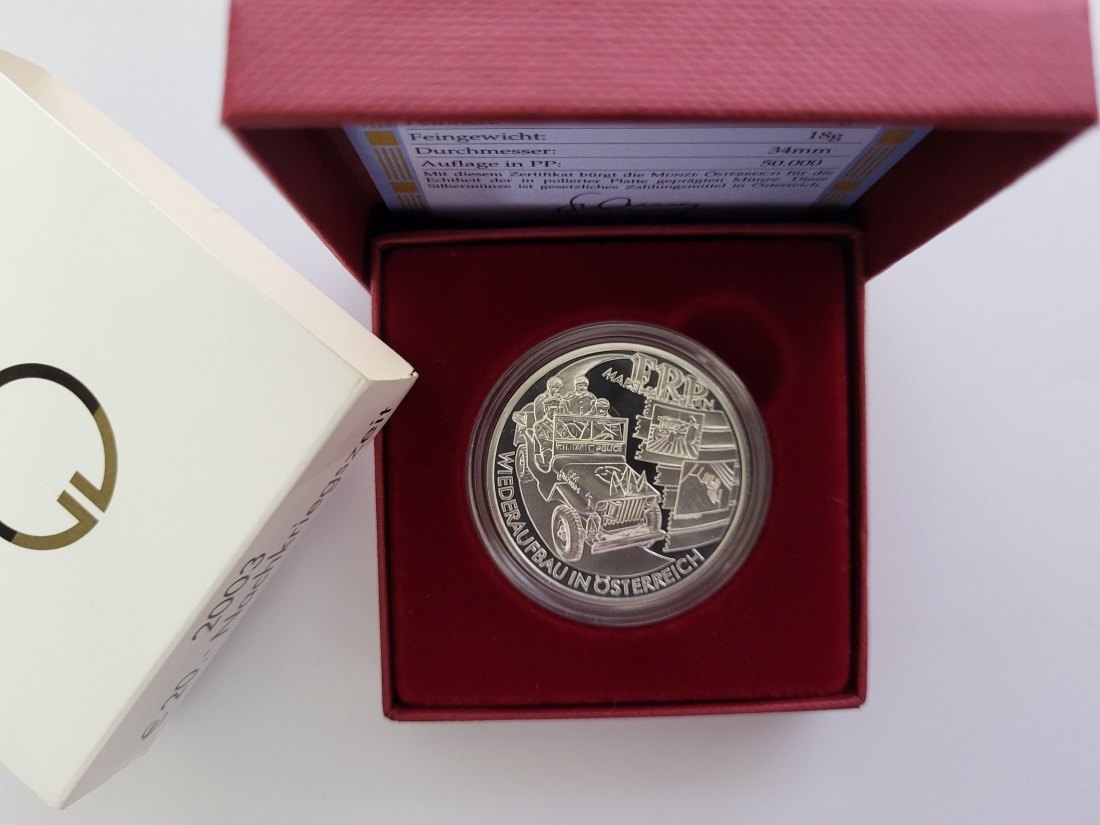  20 Euro 2003 Nachkriegszeit 900/20g 18g fein silber Österreich Spittalgold9800 (5370   