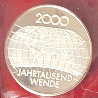  Medaille Jahrtausendwende aus Karlsruhe 999er Silber eingeschweisst   