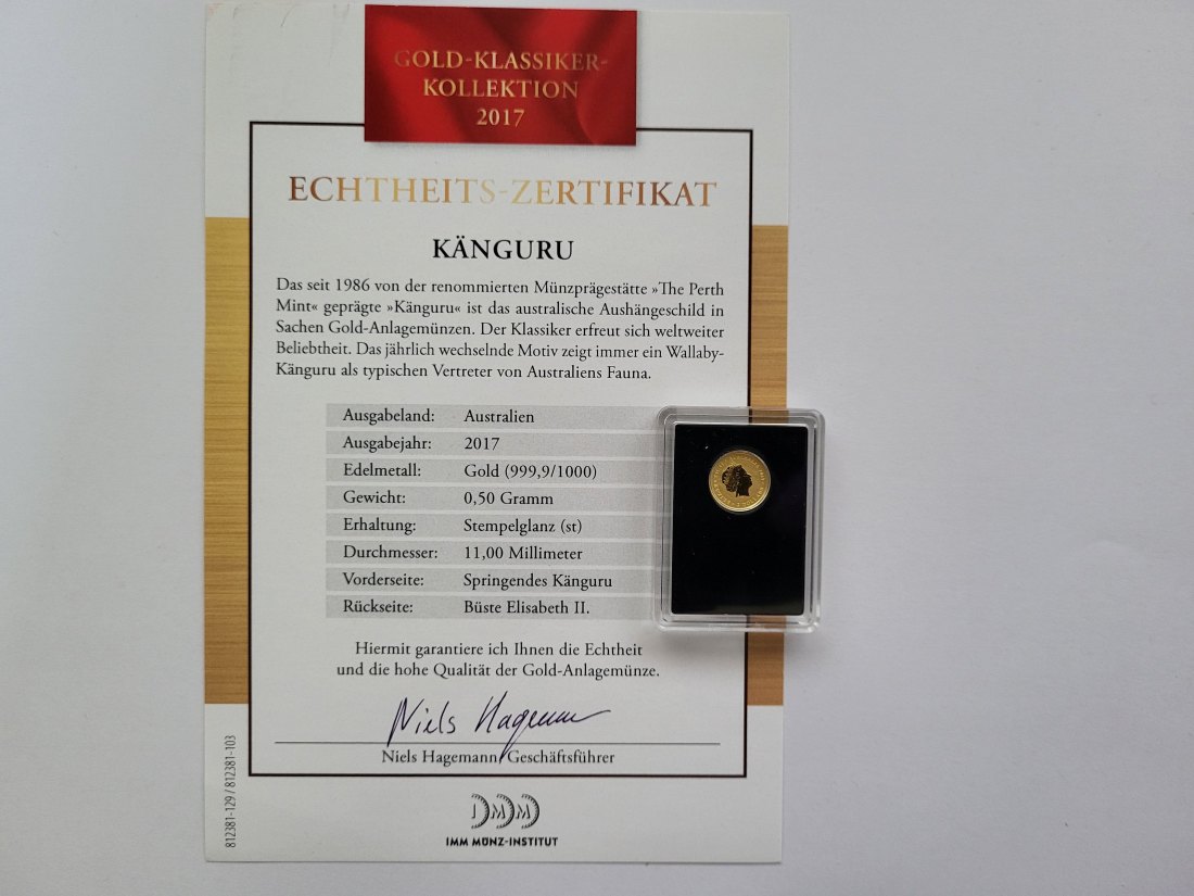  2 Dollars 2017 Känguru Goldmünze 0,5g 999.9 Australien Spittalgold9800 (5525   