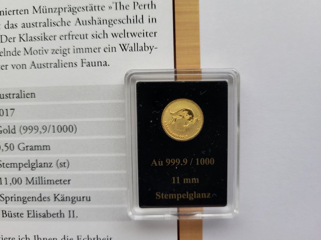  2 Dollars 2017 Känguru Goldmünze 0,5g 999.9 Australien Spittalgold9800 (5525   