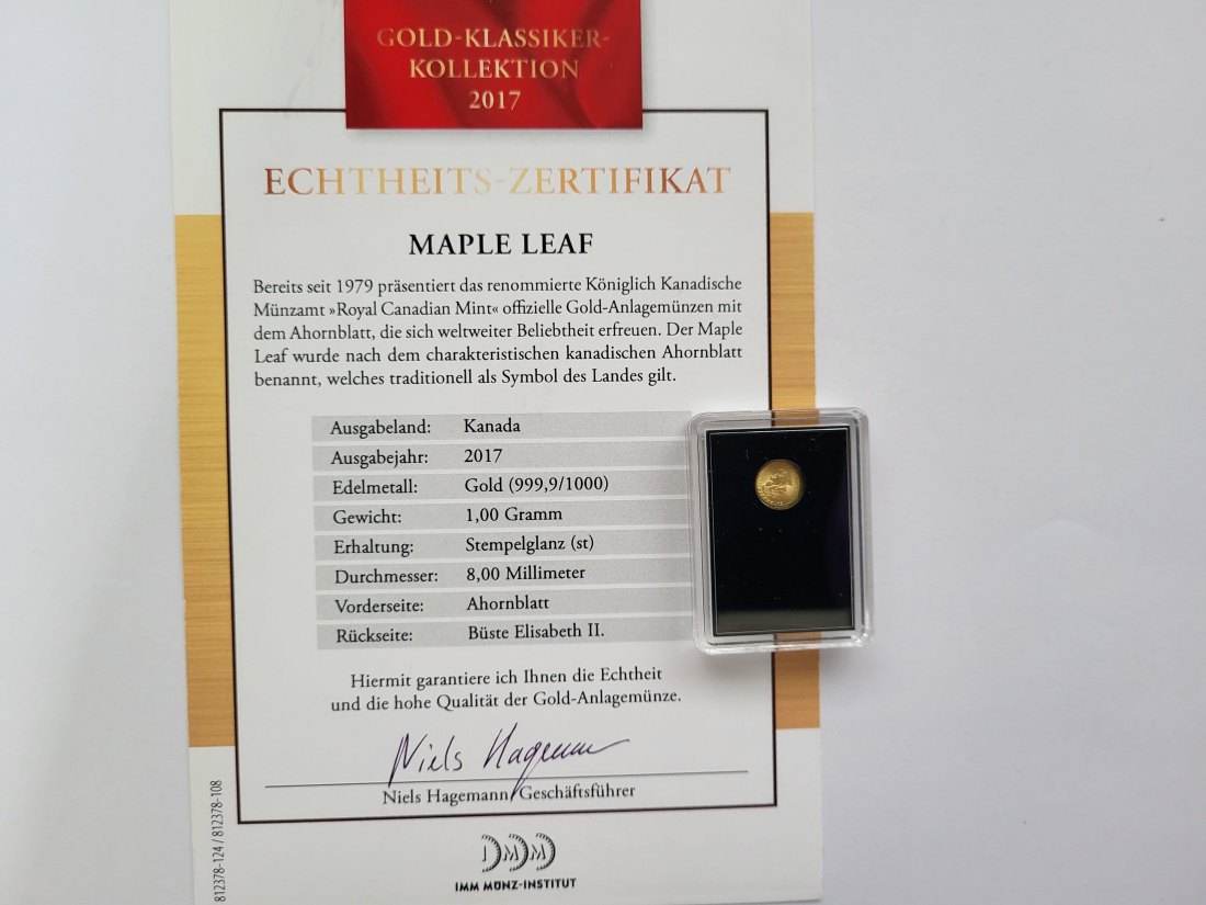  50 Cents 2017 Maple Leaf Goldmünze 999.9/1g Kanada Spittalgold9800 (5525   