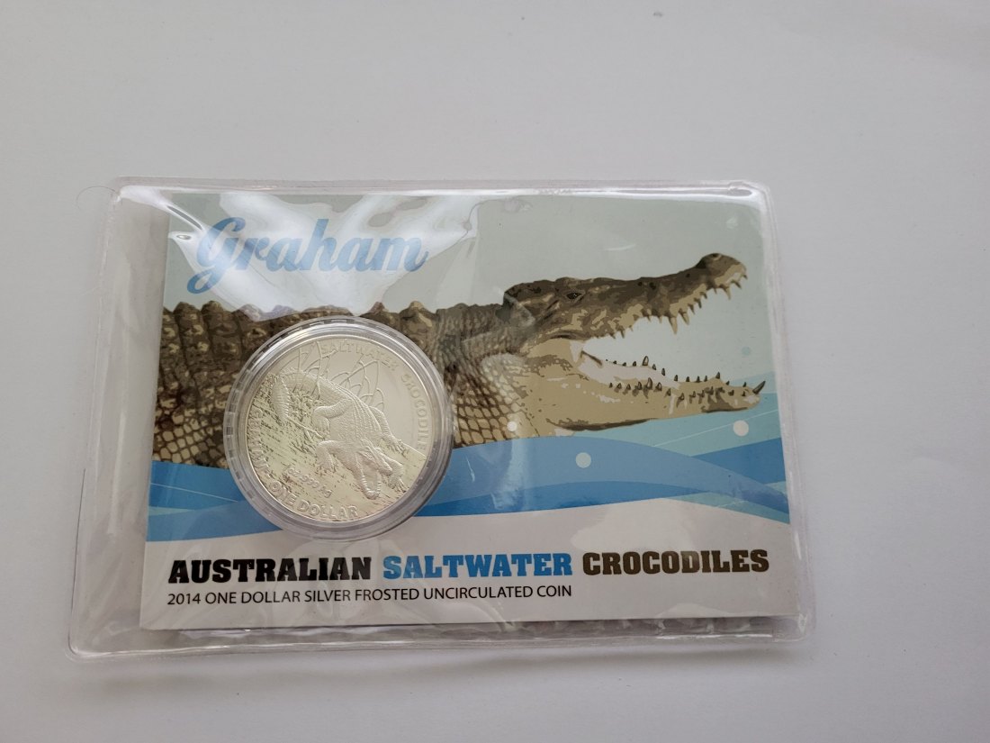  1 Dollar 2014 Graham Salzwasser Krokodil 1 Oz Silbermünze 999 Australien Spittalgold9800 (5455   