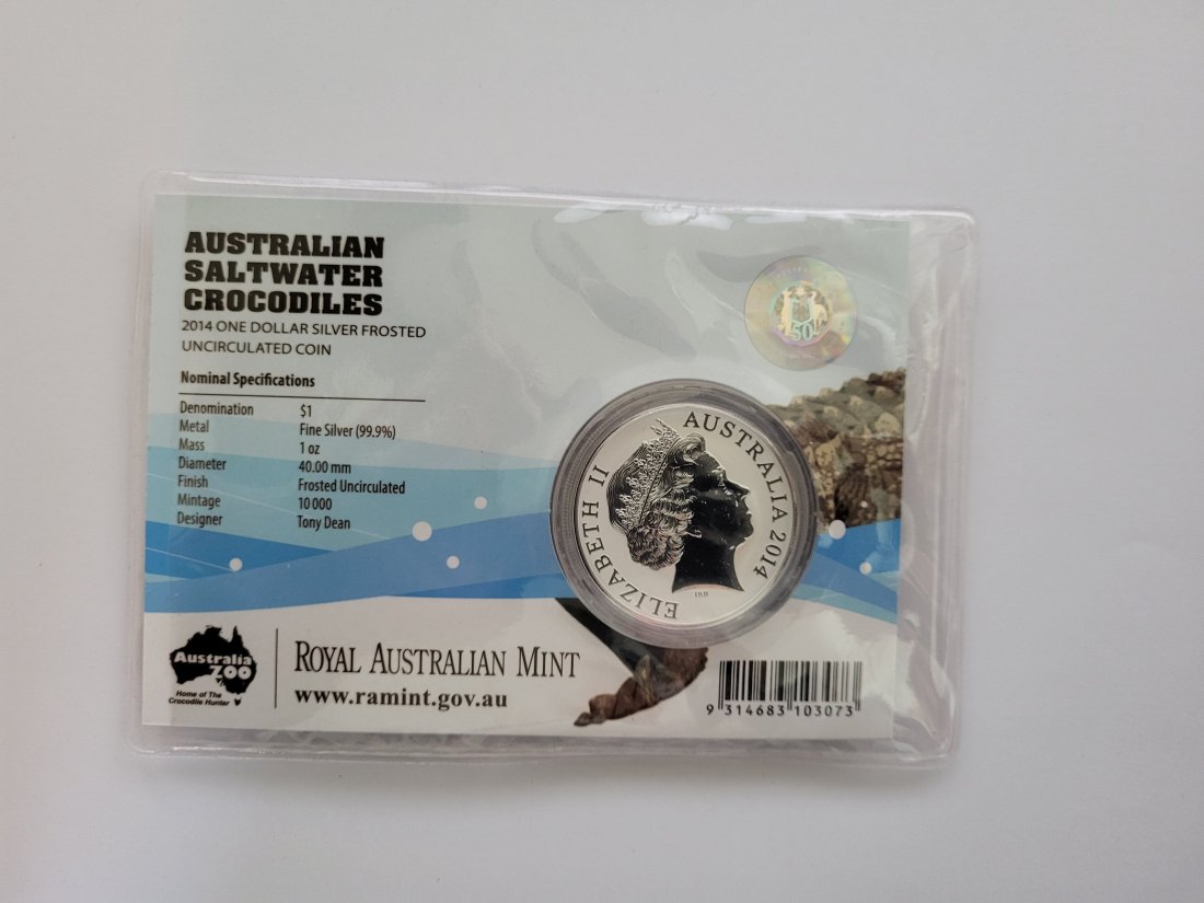  1 Dollar 2014 Graham Salzwasser Krokodil 1 Oz Silbermünze 999 Australien Spittalgold9800 (5455   