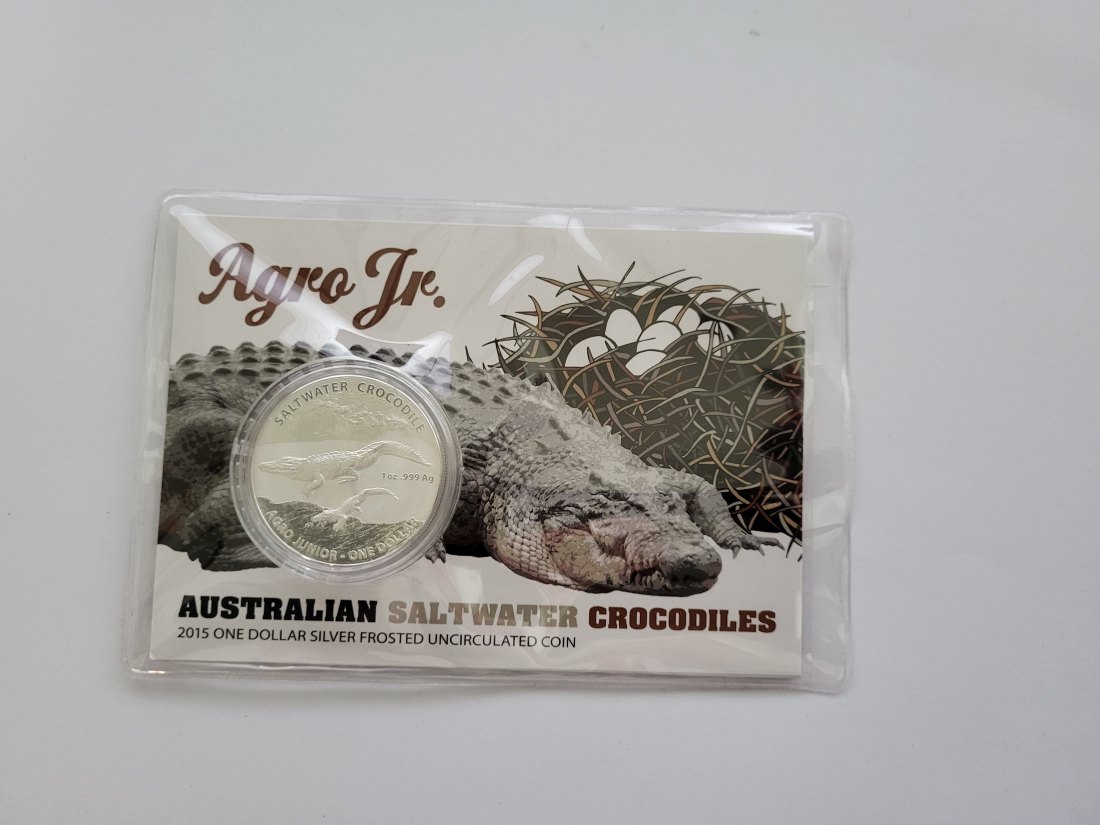  1 Dollar 2015 Agro Jr. Salzwasser Krokodil 1 Oz Silbermünze 999 Australien Spittalgold9800 (5455   