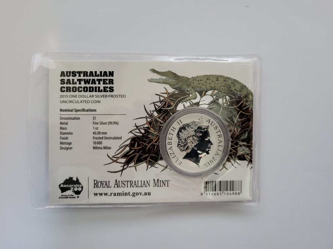  1 Dollar 2015 Agro Jr. Salzwasser Krokodil 1 Oz Silbermünze 999 Australien Spittalgold9800 (5455   