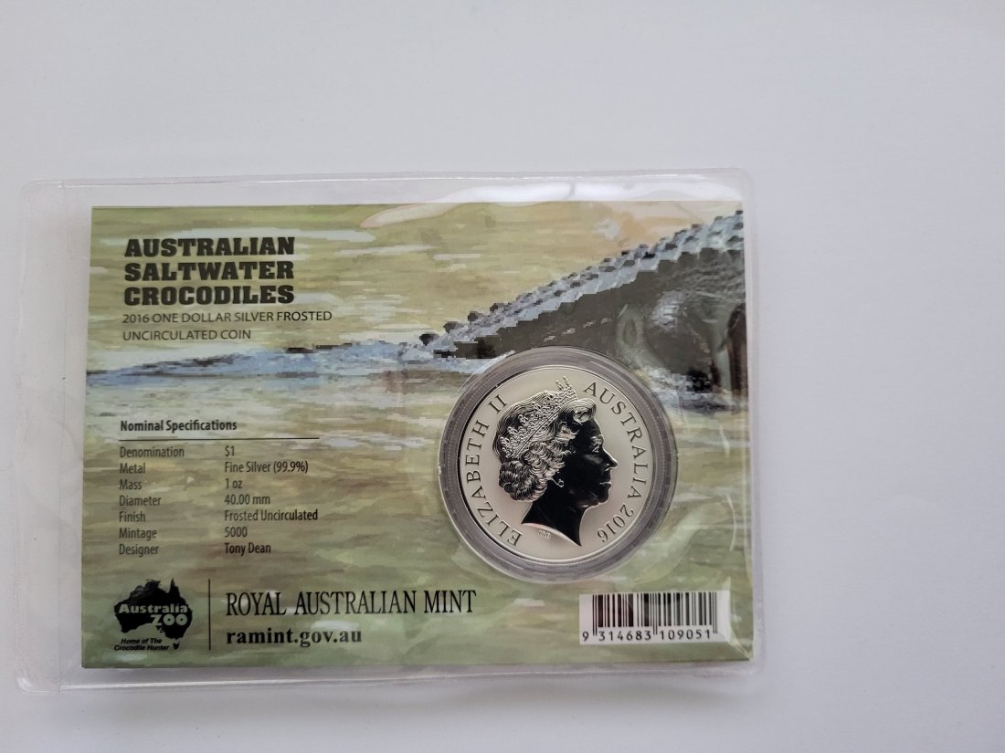  1 Dollar 2016 Monty Salzwasser Krokodil 1 Oz Silbermünze 999 Australien Spittalgold9800 (5455   