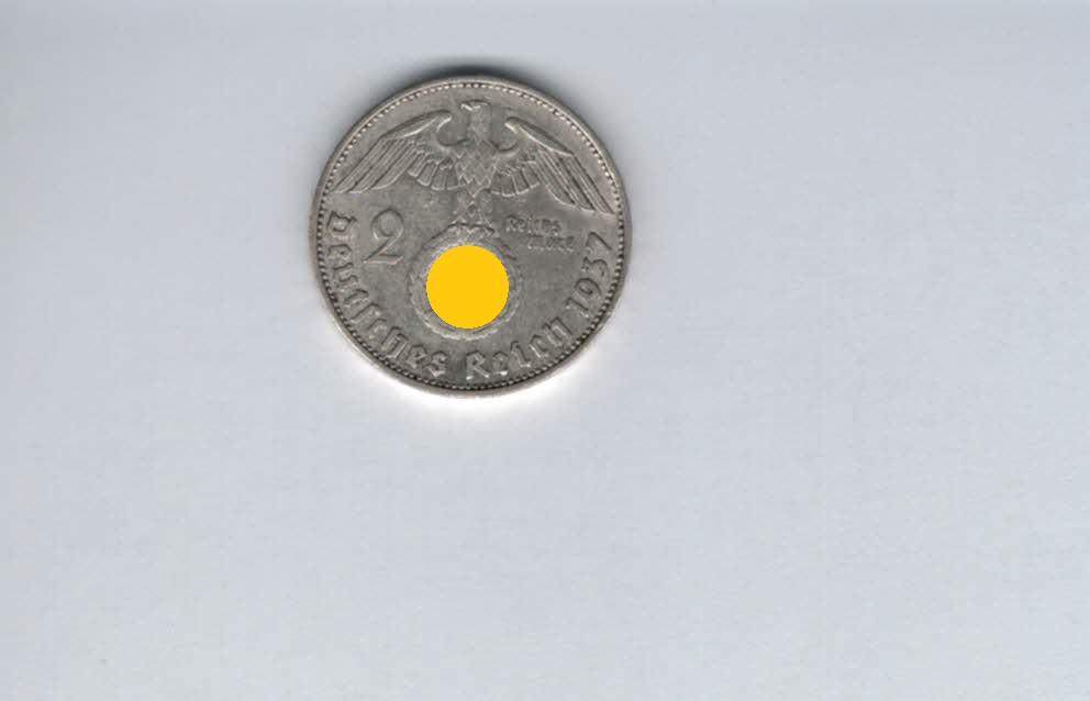  2 Mark 1937 A Paul von Hindenburg Reichsmark Ag 5g fein H´Kreuz Deutschland Spittalgold9800 (4976)   
