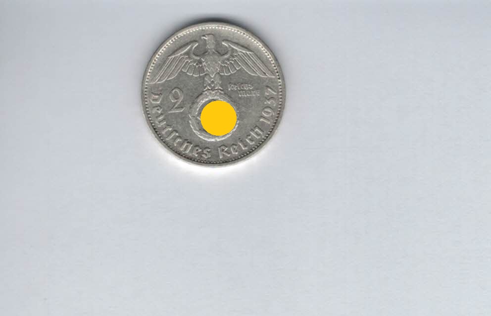  2 Mark 1937 F Paul von Hindenburg Reichsmark Ag 5g fein H´Kreuz Deutschland Spittalgold9800 (4976)   