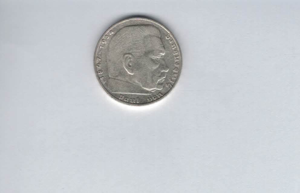  2 Mark 1937 F Paul von Hindenburg Reichsmark Ag 5g fein H´Kreuz Deutschland Spittalgold9800 (4976)   