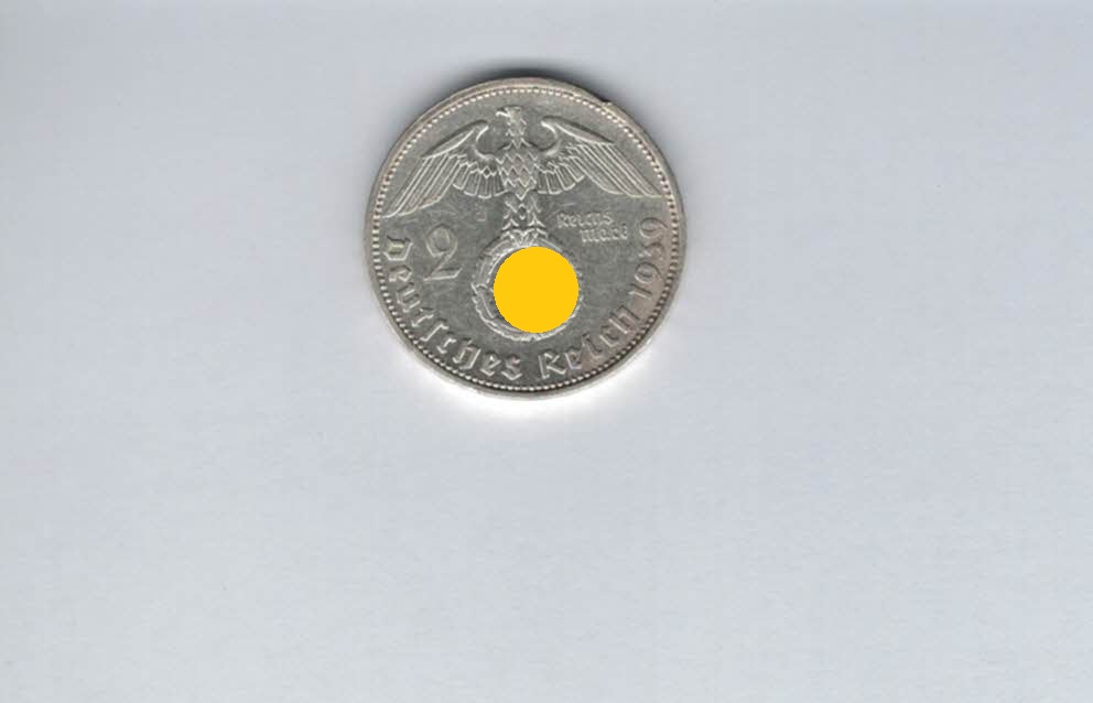  2 Mark 1939 A Paul von Hindenburg Reichsmark Ag 5g fein H´Kreuz Deutschland Spittalgold9800 (4976)   