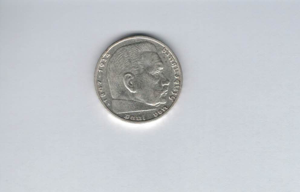  2 Mark 1939 A Paul von Hindenburg Reichsmark Ag 5g fein H´Kreuz Deutschland Spittalgold9800 (4976)   