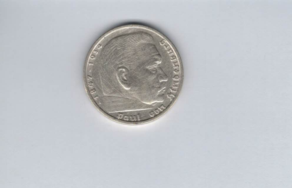  5 Mark 1935 A Paul von Hindenburg Reichsmark silber 12,5g fein Deutschland Spittalgold9800 (4975)   