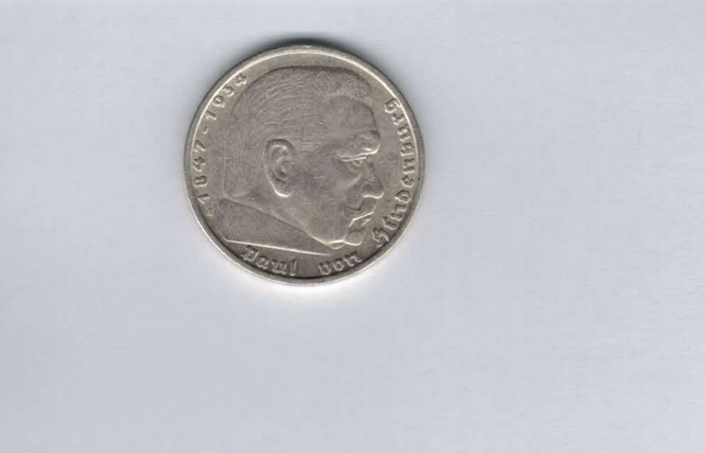  5 Mark 1936 A Paul von Hindenburg Reichsmark silber 12,5g fein Deutschland Spittalgold9800 (4975)   