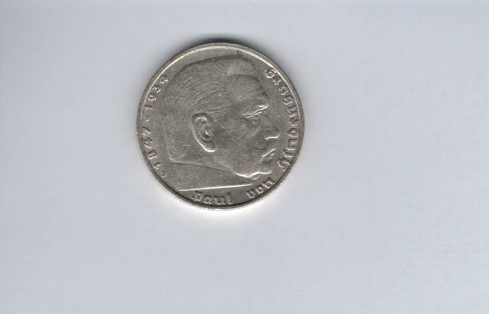  5 Mark 1936 D Paul von Hindenburg Reichsmark silber 12,5g fein Deutschland Spittalgold9800 (4975)   