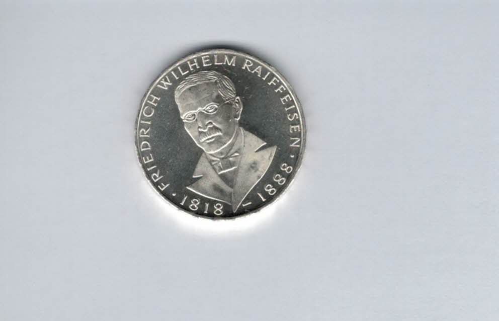  5 Mark 1968 J Friedrich W. Raiffeisen silber 7g fein BRD Deutschland Spittalgold9800 (4601/3   