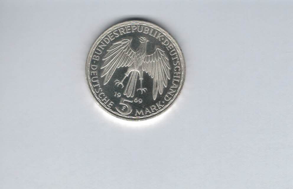  5 Mark 1969 F Gerhard Mercator silber 7g fein BRD Deutschland Spittalgold9800 (4601/4   
