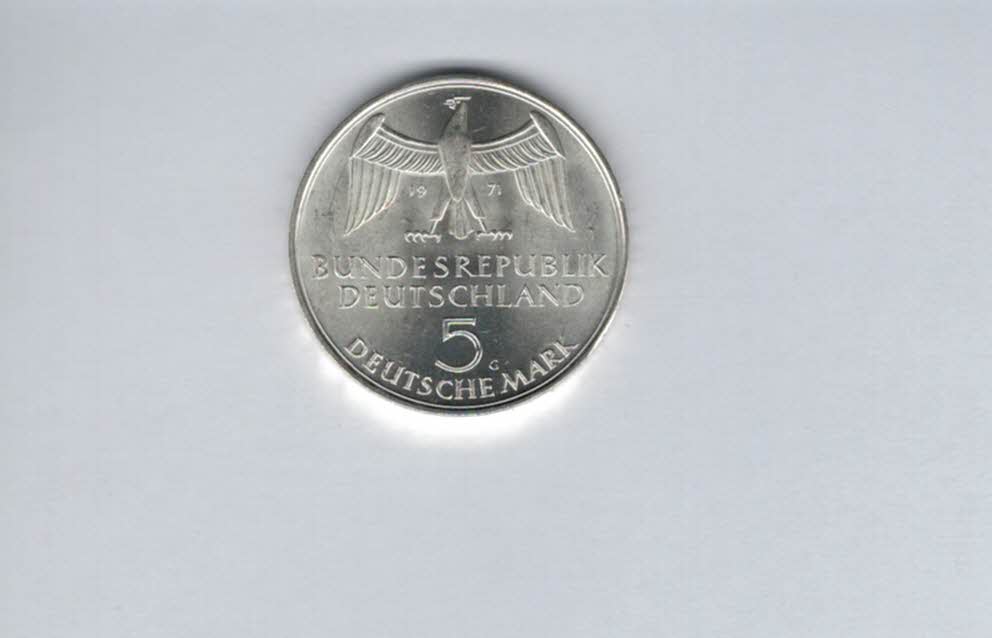  5 Mark 1971 G Dem Deutschen Volke silber 7g fein BRD Deutschland Spittalgold9800 (4601/7   