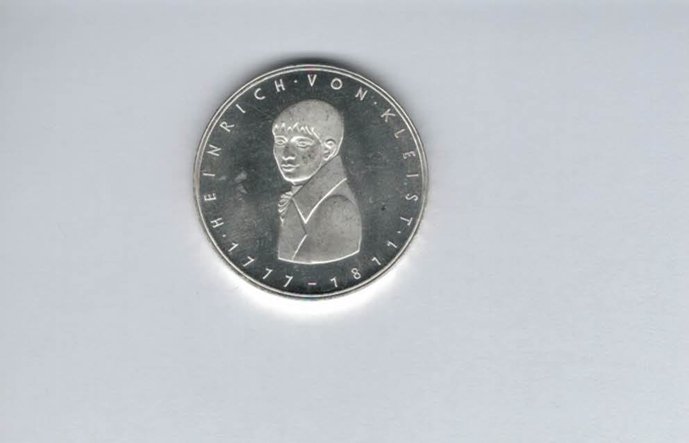  5 Mark 1977 G Heinrich von Kleist silber 7g fein BRD Deutschland Spittalgold9800 (4601/13   