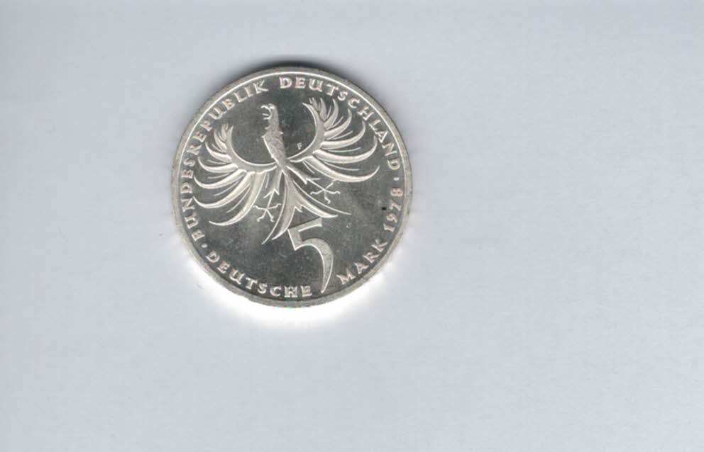  5 Mark 1978 F Balthasar Neumann silber 7g fein BRD Deutschland Spittalgold9800 (4601/15   
