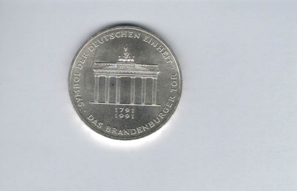  10 Mark 1991 A Brandenburger Tor 9,68g fein silber BRD Deutschland Spittalgold9800 (4603/10   