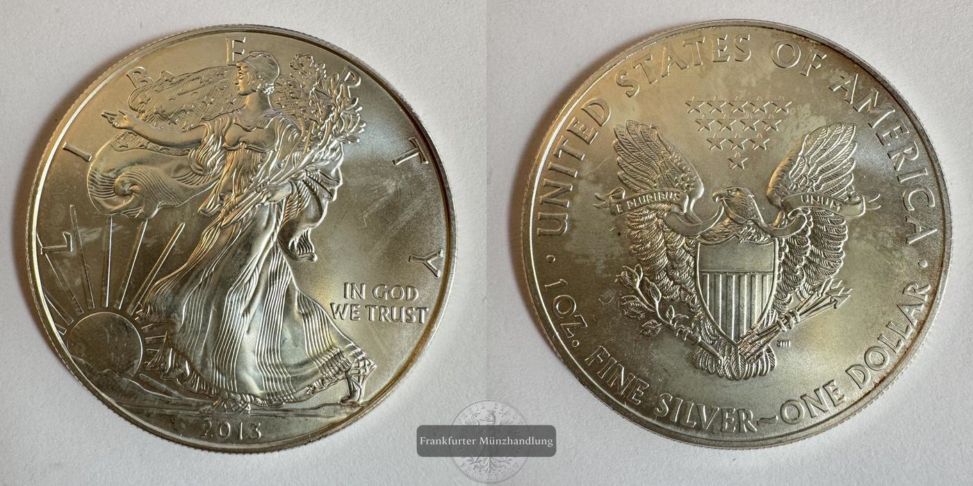  USA 1 Dollar 2013 (1986-2021) Walking Liberty FM-Frankfurt KM#273 Feinsilber: 31,1g   