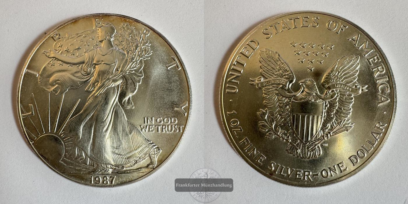  USA 1 Dollar 1987 (1986-2021) Walking Liberty FM-Frankfurt KM#273 Feinsilber: 31,1g   